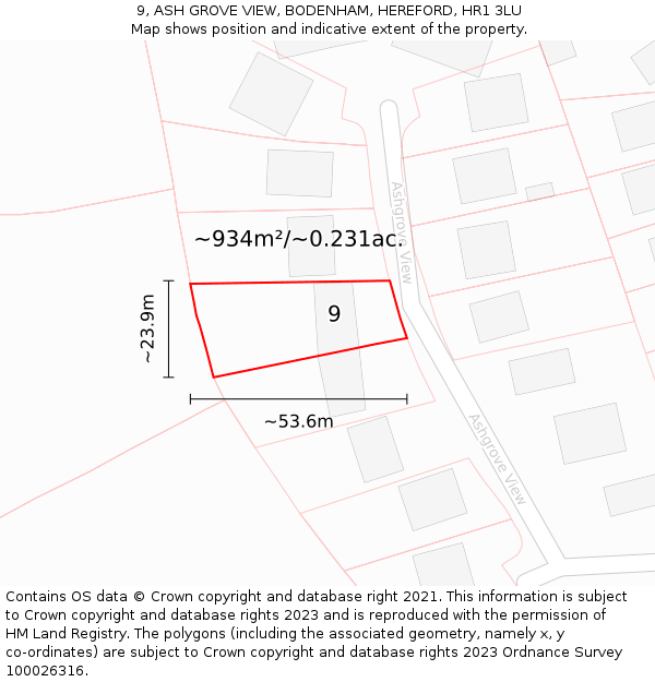 9, ASH GROVE VIEW, BODENHAM, HEREFORD, HR1 3LU: Plot and title map