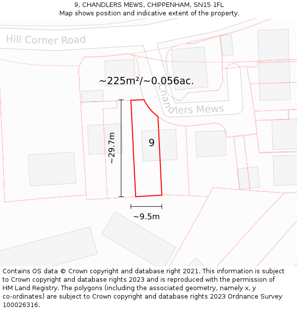 9, CHANDLERS MEWS, CHIPPENHAM, SN15 1FL: Plot and title map