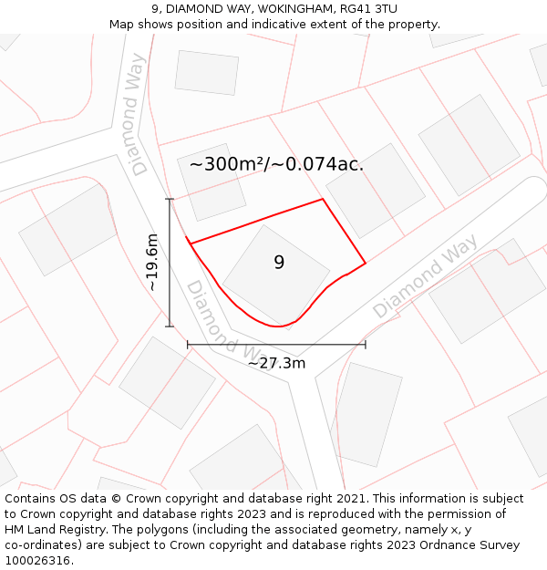 9, DIAMOND WAY, WOKINGHAM, RG41 3TU: Plot and title map