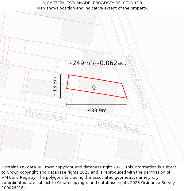 9, EASTERN ESPLANADE, BROADSTAIRS, CT10 1DR: Plot and title map