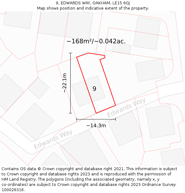 9, EDWARDS WAY, OAKHAM, LE15 6GJ: Plot and title map