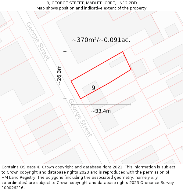 9, GEORGE STREET, MABLETHORPE, LN12 2BD: Plot and title map