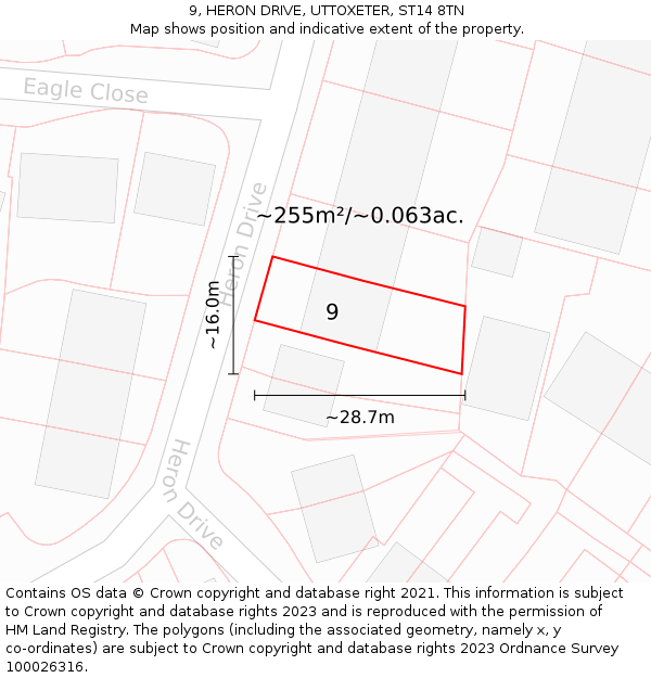 9, HERON DRIVE, UTTOXETER, ST14 8TN: Plot and title map