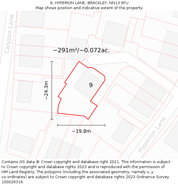 9, HYPERION LANE, BRACKLEY, NN13 6FU: Plot and title map