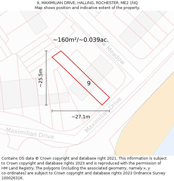9, MAXIMILIAN DRIVE, HALLING, ROCHESTER, ME2 1NQ: Plot and title map