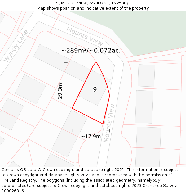 9, MOUNT VIEW, ASHFORD, TN25 4QE: Plot and title map
