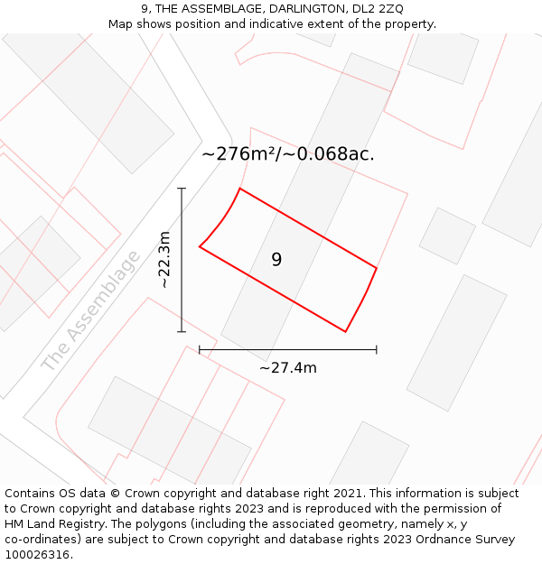 9, THE ASSEMBLAGE, DARLINGTON, DL2 2ZQ: Plot and title map