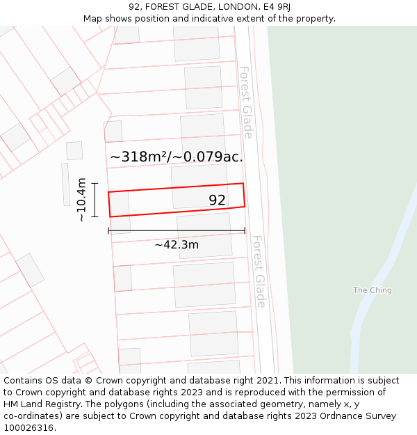 92, FOREST GLADE, LONDON, E4 9RJ: Plot and title map