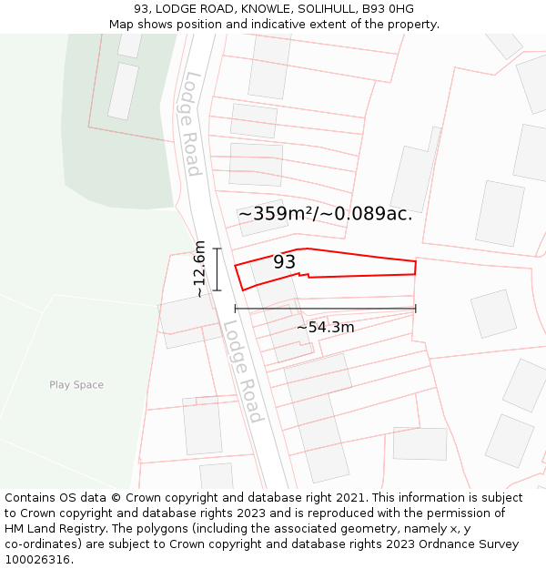 93, LODGE ROAD, KNOWLE, SOLIHULL, B93 0HG: Plot and title map