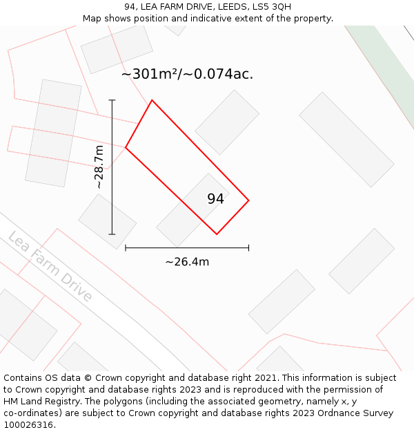 94, LEA FARM DRIVE, LEEDS, LS5 3QH: Plot and title map