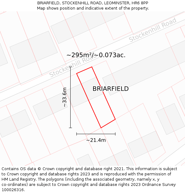 BRIARFIELD, STOCKENHILL ROAD, LEOMINSTER, HR6 8PP: Plot and title map