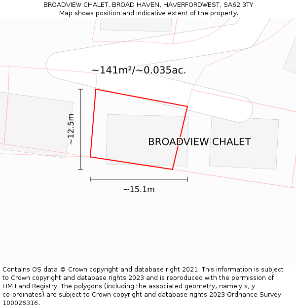 BROADVIEW CHALET, BROAD HAVEN, HAVERFORDWEST, SA62 3TY: Plot and title map