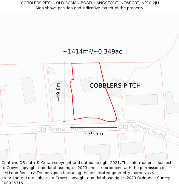 COBBLERS PITCH, OLD ROMAN ROAD, LANGSTONE, NEWPORT, NP18 2JU: Plot and title map