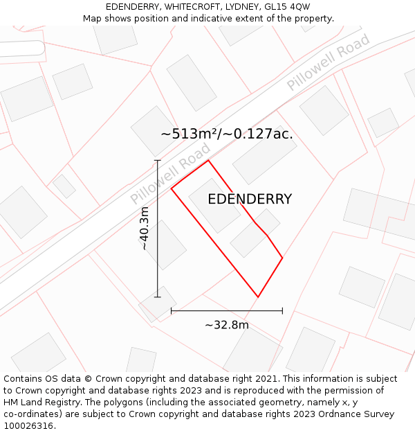EDENDERRY, WHITECROFT, LYDNEY, GL15 4QW: Plot and title map