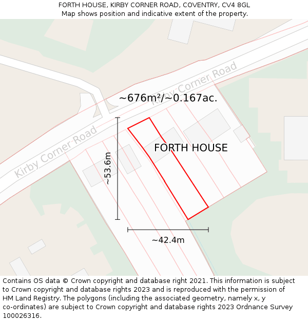 FORTH HOUSE, KIRBY CORNER ROAD, COVENTRY, CV4 8GL: Plot and title map
