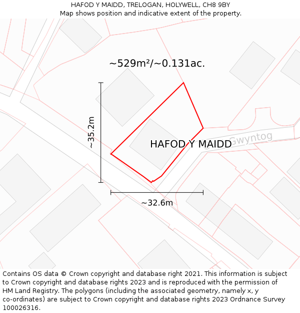 HAFOD Y MAIDD, TRELOGAN, HOLYWELL, CH8 9BY: Plot and title map