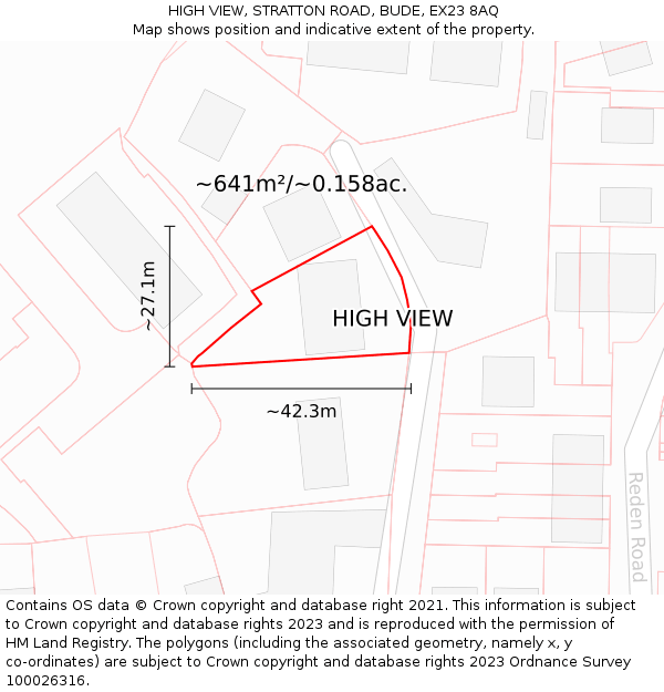 HIGH VIEW, STRATTON ROAD, BUDE, EX23 8AQ: Plot and title map