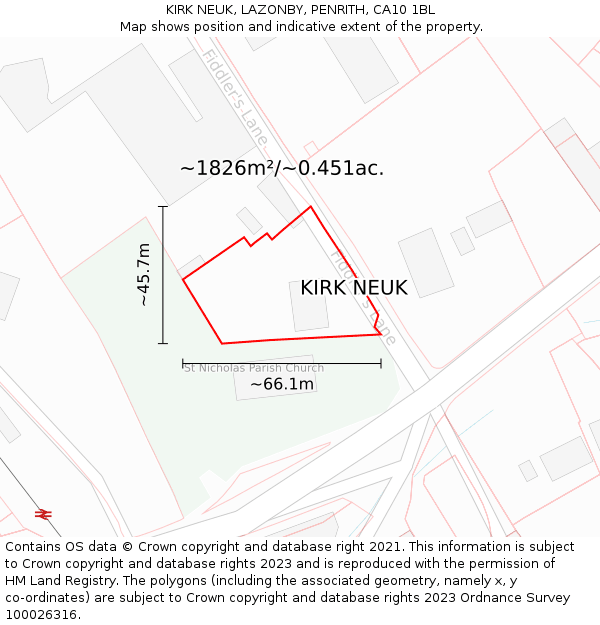 KIRK NEUK, LAZONBY, PENRITH, CA10 1BL: Plot and title map