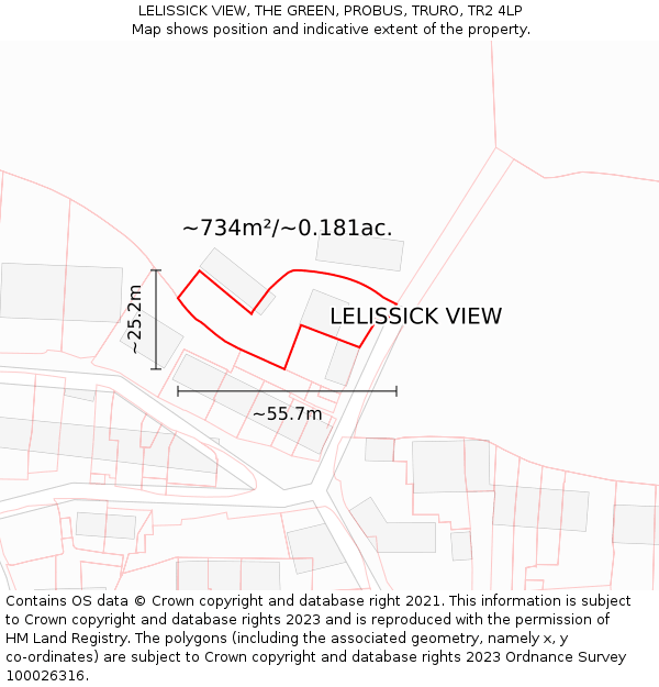 LELISSICK VIEW, THE GREEN, PROBUS, TRURO, TR2 4LP: Plot and title map