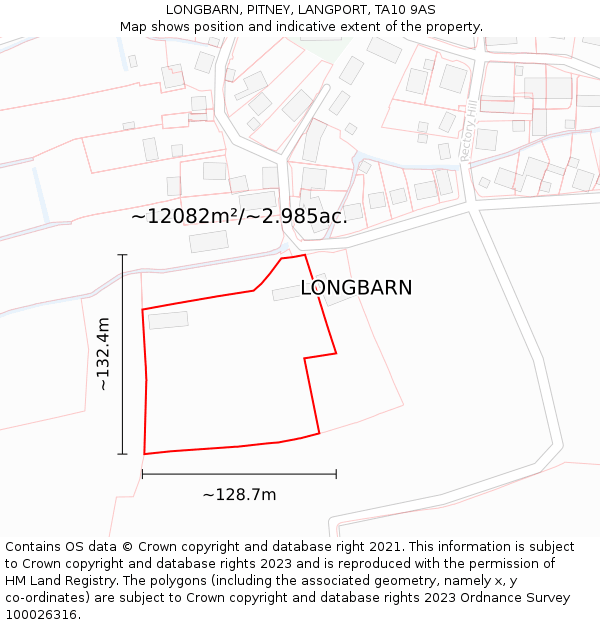 LONGBARN, PITNEY, LANGPORT, TA10 9AS: Plot and title map