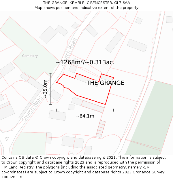 THE GRANGE, KEMBLE, CIRENCESTER, GL7 6AA: Plot and title map