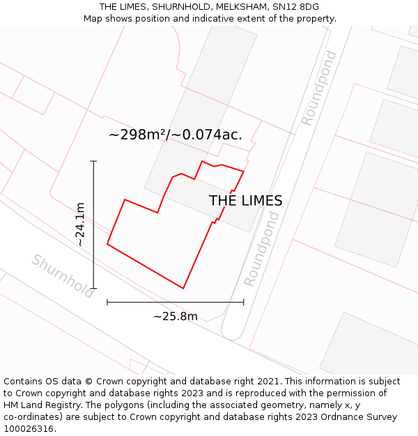 THE LIMES, SHURNHOLD, MELKSHAM, SN12 8DG: Plot and title map