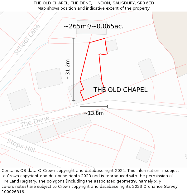 THE OLD CHAPEL, THE DENE, HINDON, SALISBURY, SP3 6EB: Plot and title map