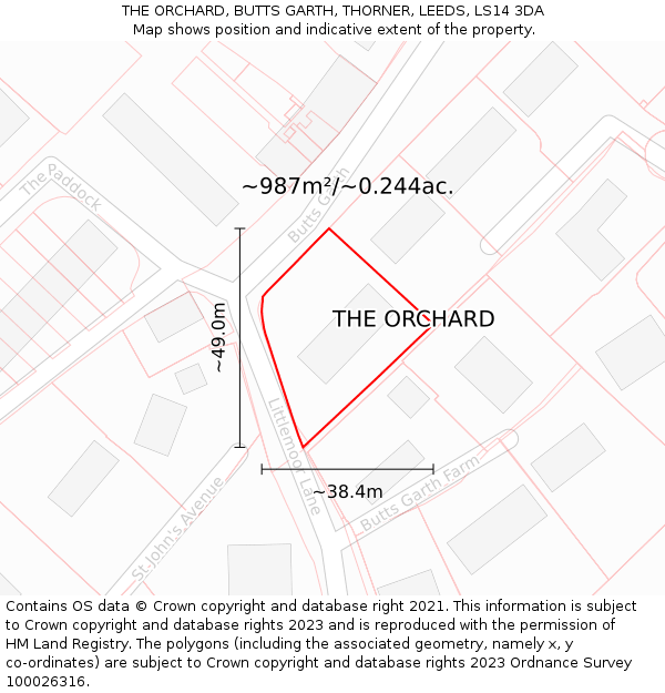 THE ORCHARD, BUTTS GARTH, THORNER, LEEDS, LS14 3DA: Plot and title map