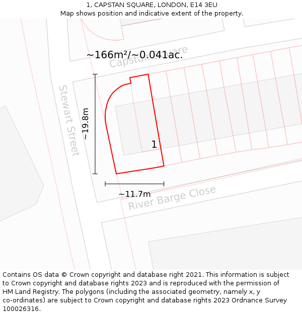 1, CAPSTAN SQUARE, LONDON, E14 3EU: Plot and title map
