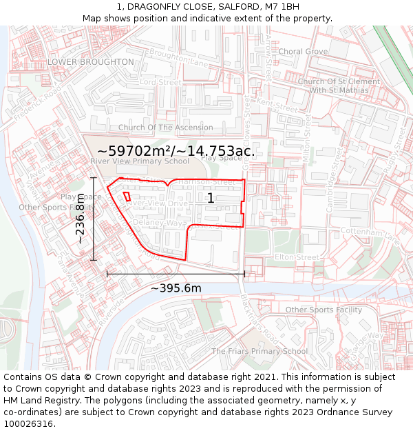 1, DRAGONFLY CLOSE, SALFORD, M7 1BH: Plot and title map