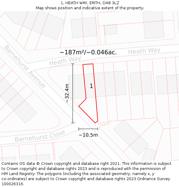1, HEATH WAY, ERITH, DA8 3LZ: Plot and title map