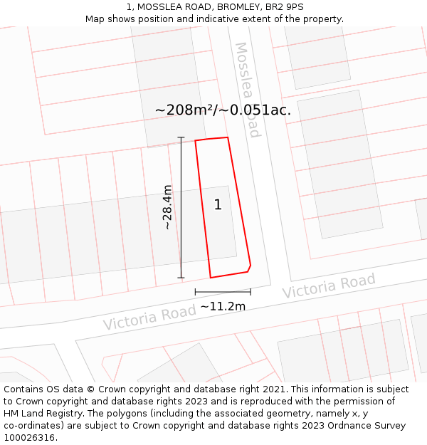 1, MOSSLEA ROAD, BROMLEY, BR2 9PS: Plot and title map
