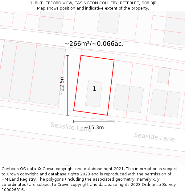 1, RUTHERFORD VIEW, EASINGTON COLLIERY, PETERLEE, SR8 3JP: Plot and title map