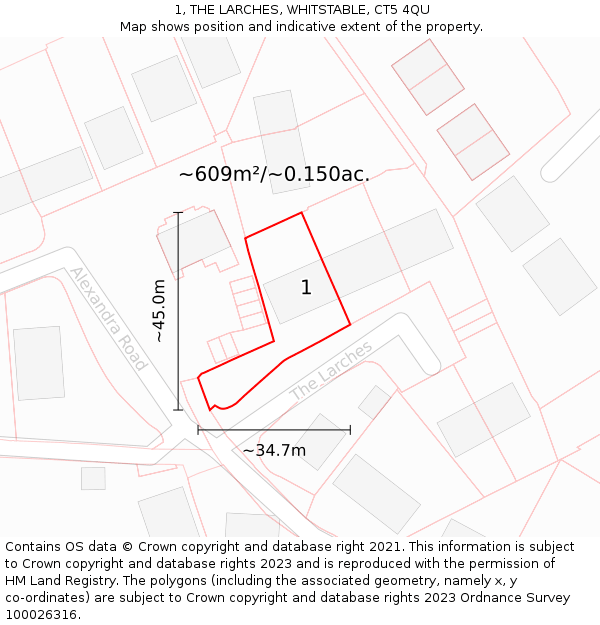 1, THE LARCHES, WHITSTABLE, CT5 4QU: Plot and title map