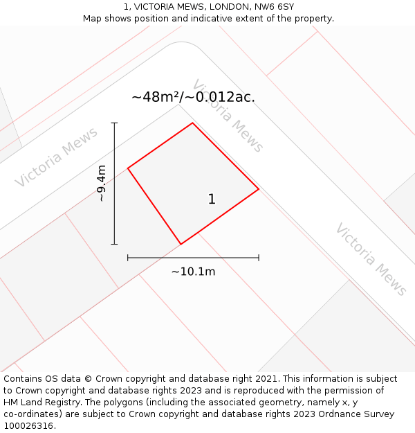 1, VICTORIA MEWS, LONDON, NW6 6SY: Plot and title map
