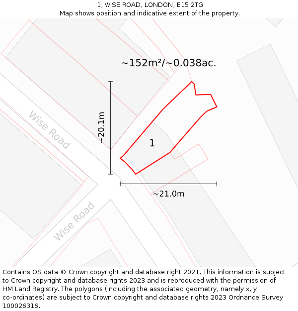 1, WISE ROAD, LONDON, E15 2TG: Plot and title map