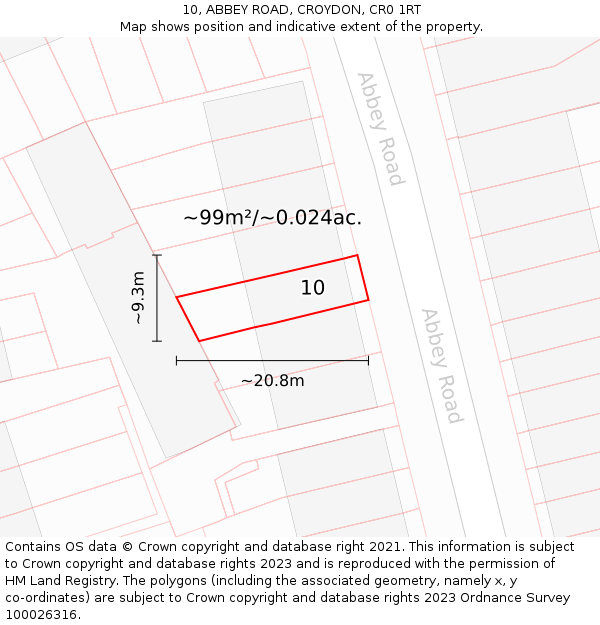 10, ABBEY ROAD, CROYDON, CR0 1RT: Plot and title map