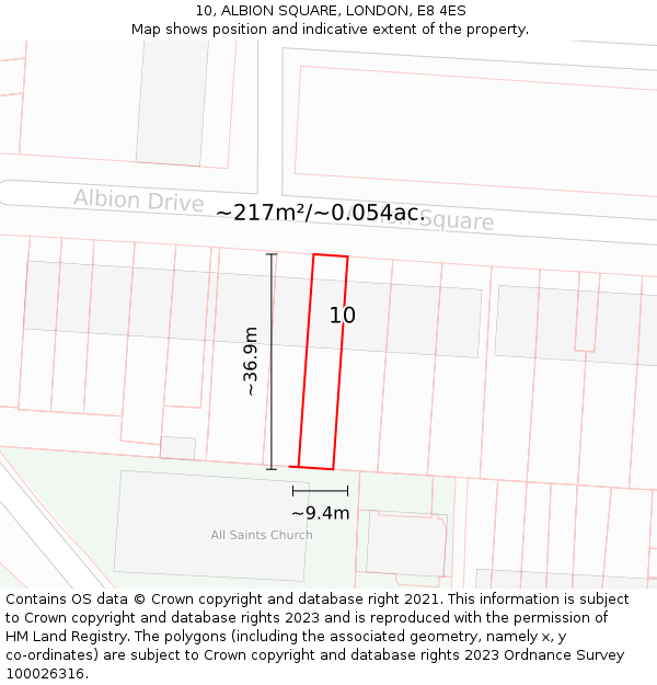 10, ALBION SQUARE, LONDON, E8 4ES: Plot and title map