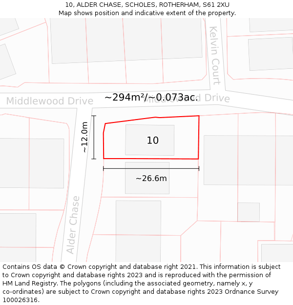 10, ALDER CHASE, SCHOLES, ROTHERHAM, S61 2XU: Plot and title map