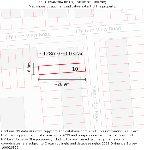10, ALEXANDRA ROAD, UXBRIDGE, UB8 2PQ: Plot and title map