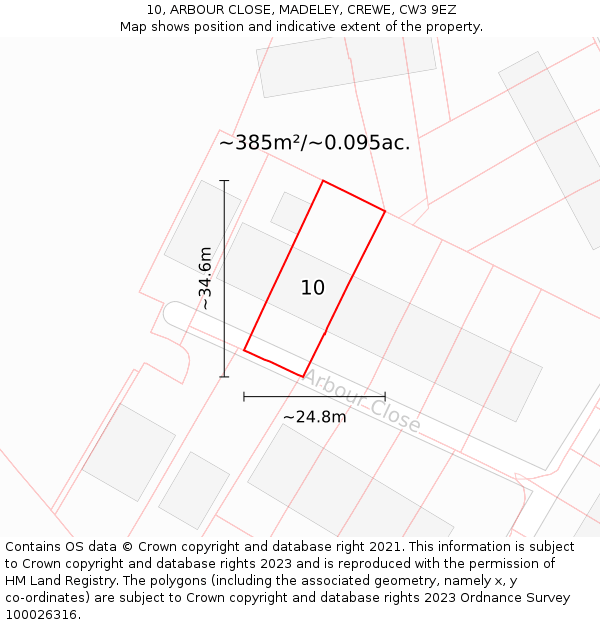 10, ARBOUR CLOSE, MADELEY, CREWE, CW3 9EZ: Plot and title map