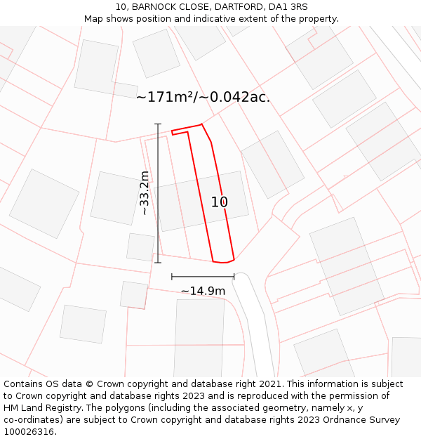 10, BARNOCK CLOSE, DARTFORD, DA1 3RS: Plot and title map