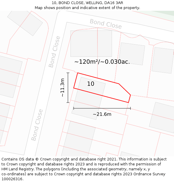 10, BOND CLOSE, WELLING, DA16 3AR: Plot and title map
