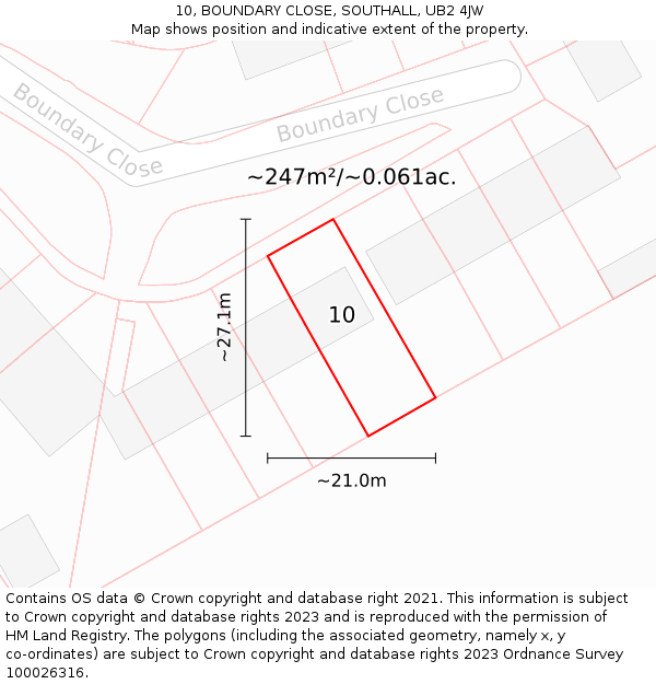 10, BOUNDARY CLOSE, SOUTHALL, UB2 4JW: Plot and title map