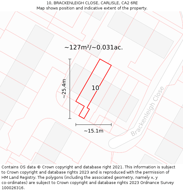 10, BRACKENLEIGH CLOSE, CARLISLE, CA2 6RE: Plot and title map