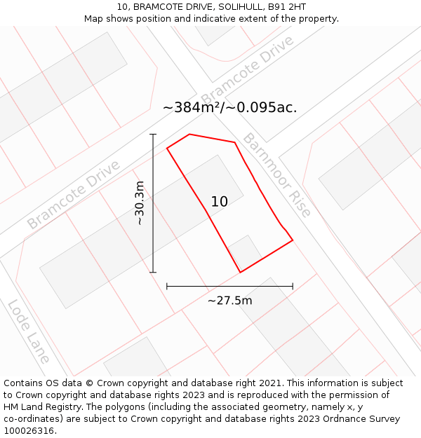 10, BRAMCOTE DRIVE, SOLIHULL, B91 2HT: Plot and title map