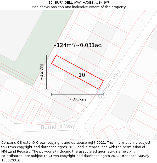 10, BURNDELL WAY, HAYES, UB4 9YF: Plot and title map