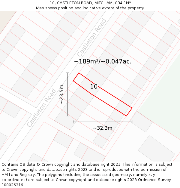 10, CASTLETON ROAD, MITCHAM, CR4 1NY: Plot and title map