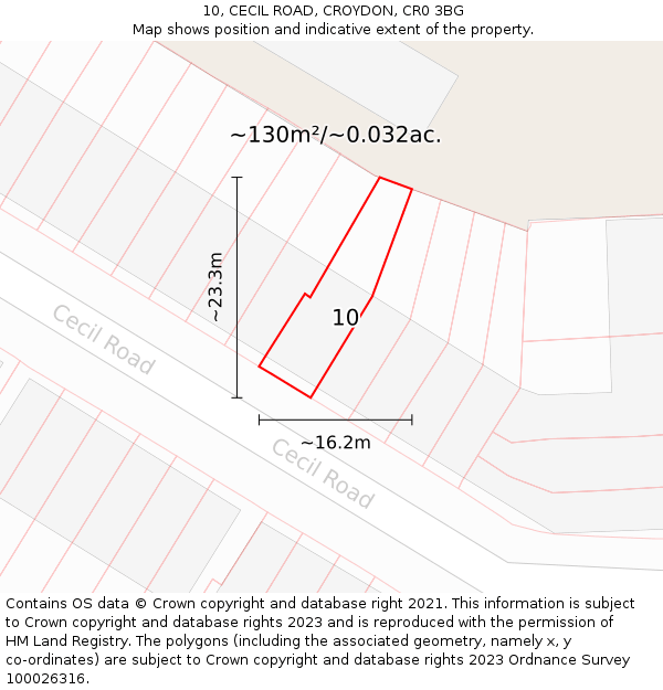 10, CECIL ROAD, CROYDON, CR0 3BG: Plot and title map