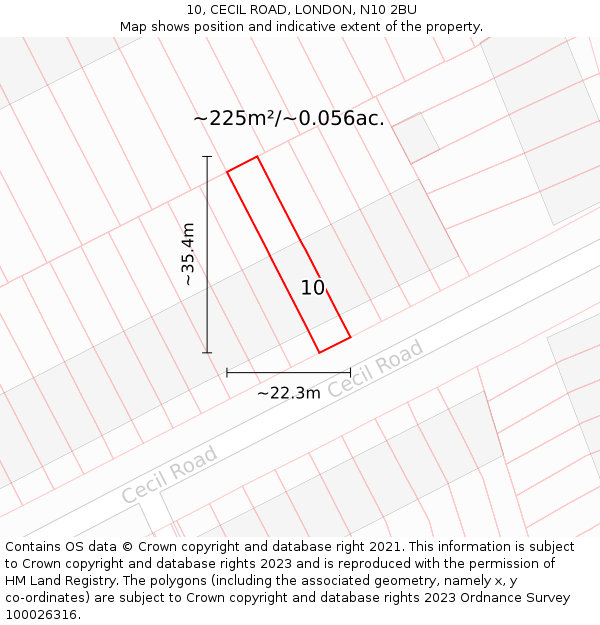 10, CECIL ROAD, LONDON, N10 2BU: Plot and title map